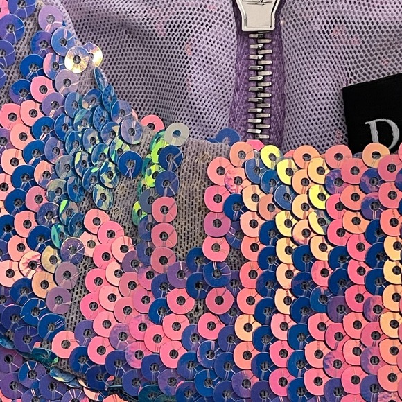 David Koma Sequin Keyhole Back Cutout Mini Dress Gradient Blue Size UK 6 US 0 XS - Picture 7 of 13